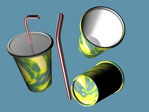 free c4d model drinking cup straw