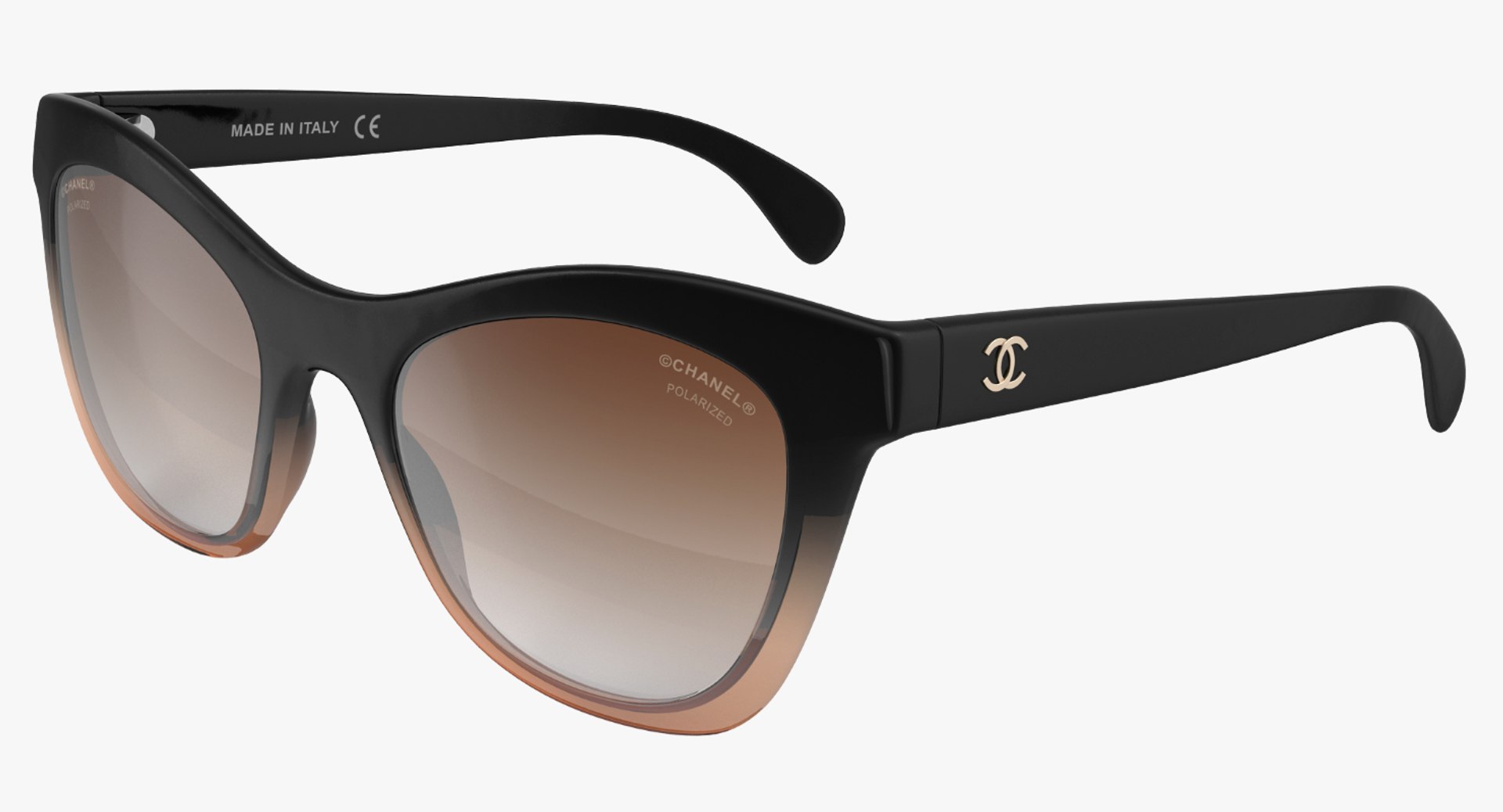 Chanel Butterfly Pearl Polarized Sunglasses Brown 3D model preview