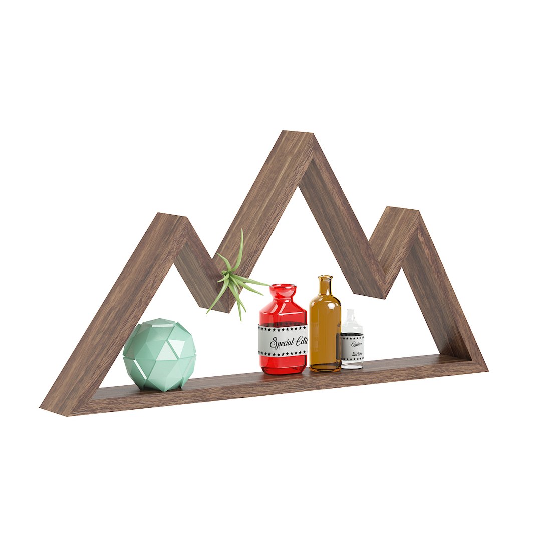 Teepee Shape Shelf with Decorations - 3D Model by cgaxis