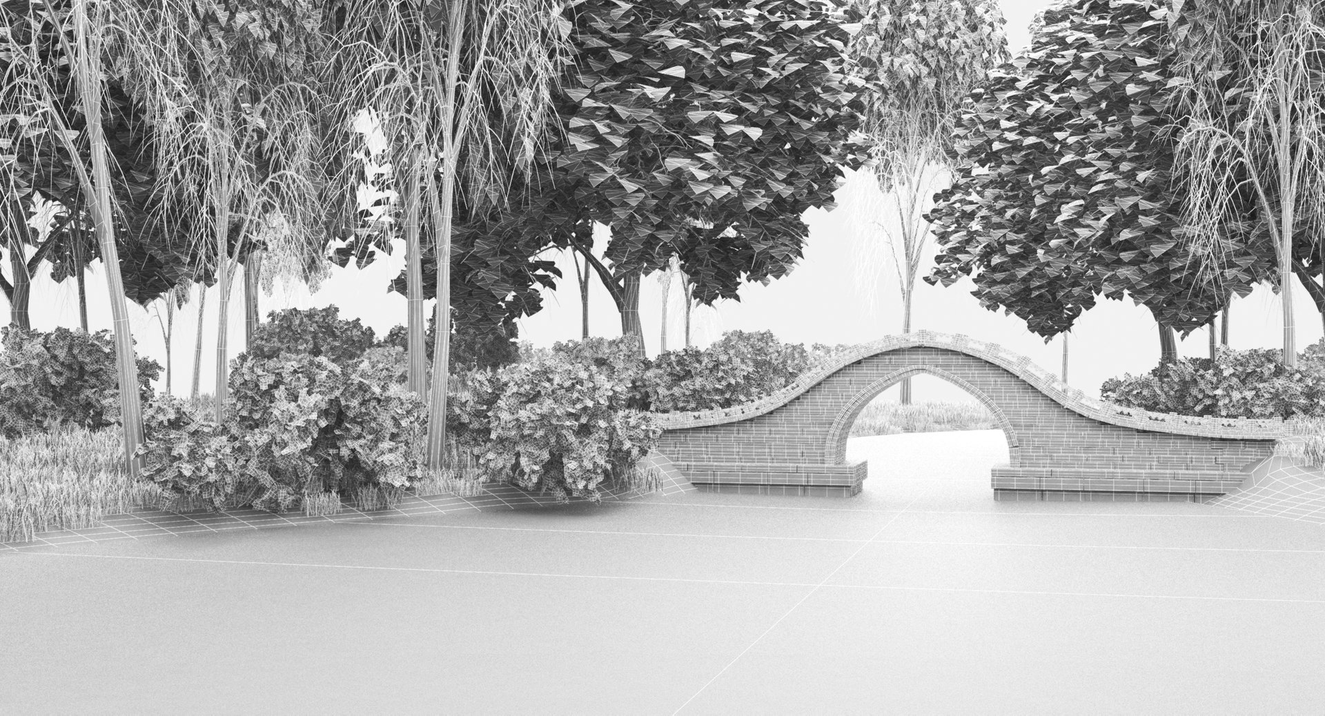 3d Scene Stone Bridge