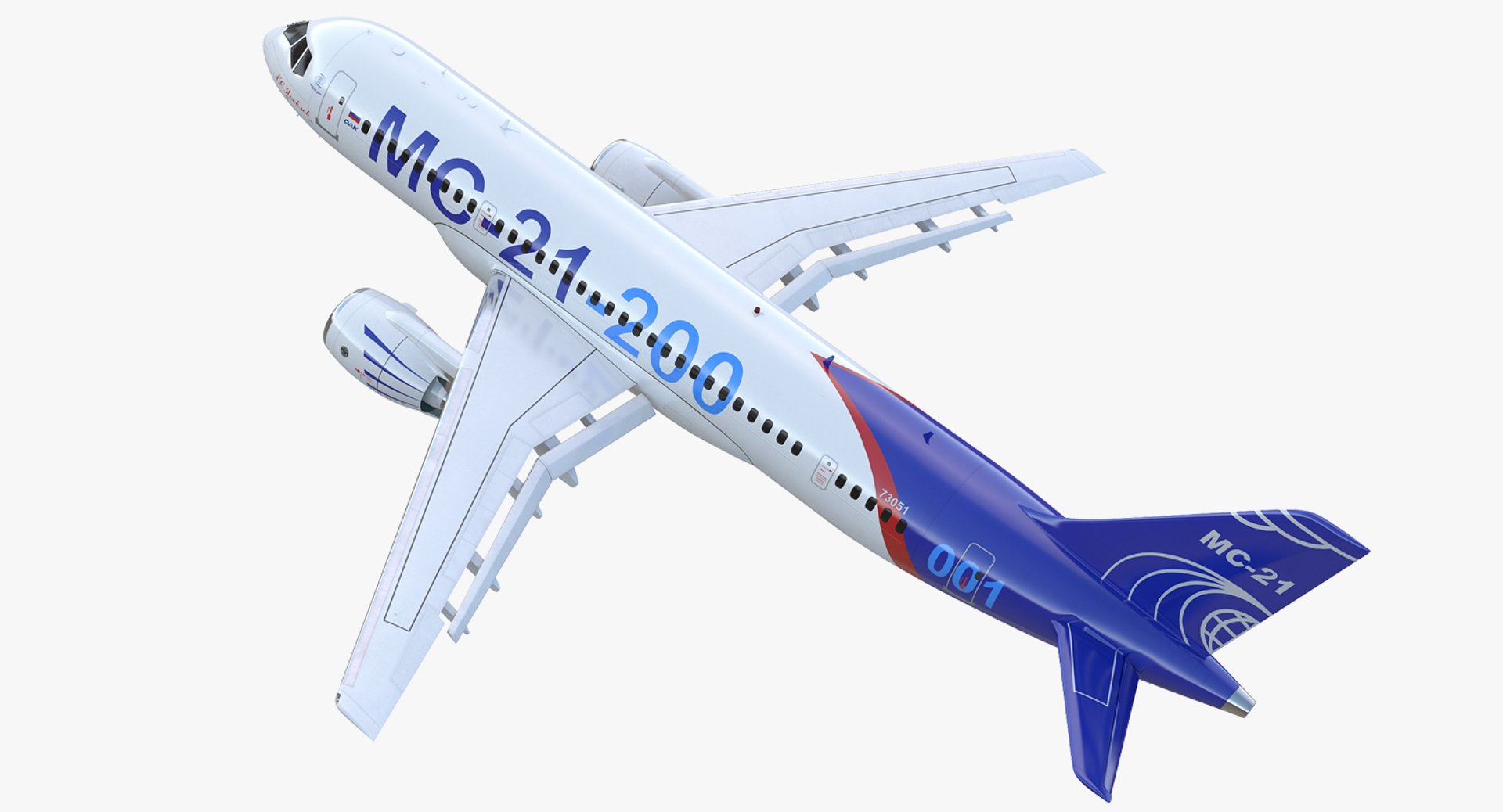 Twinjet Airliner MC-21 200 Rigged 3D Model 3D model preview