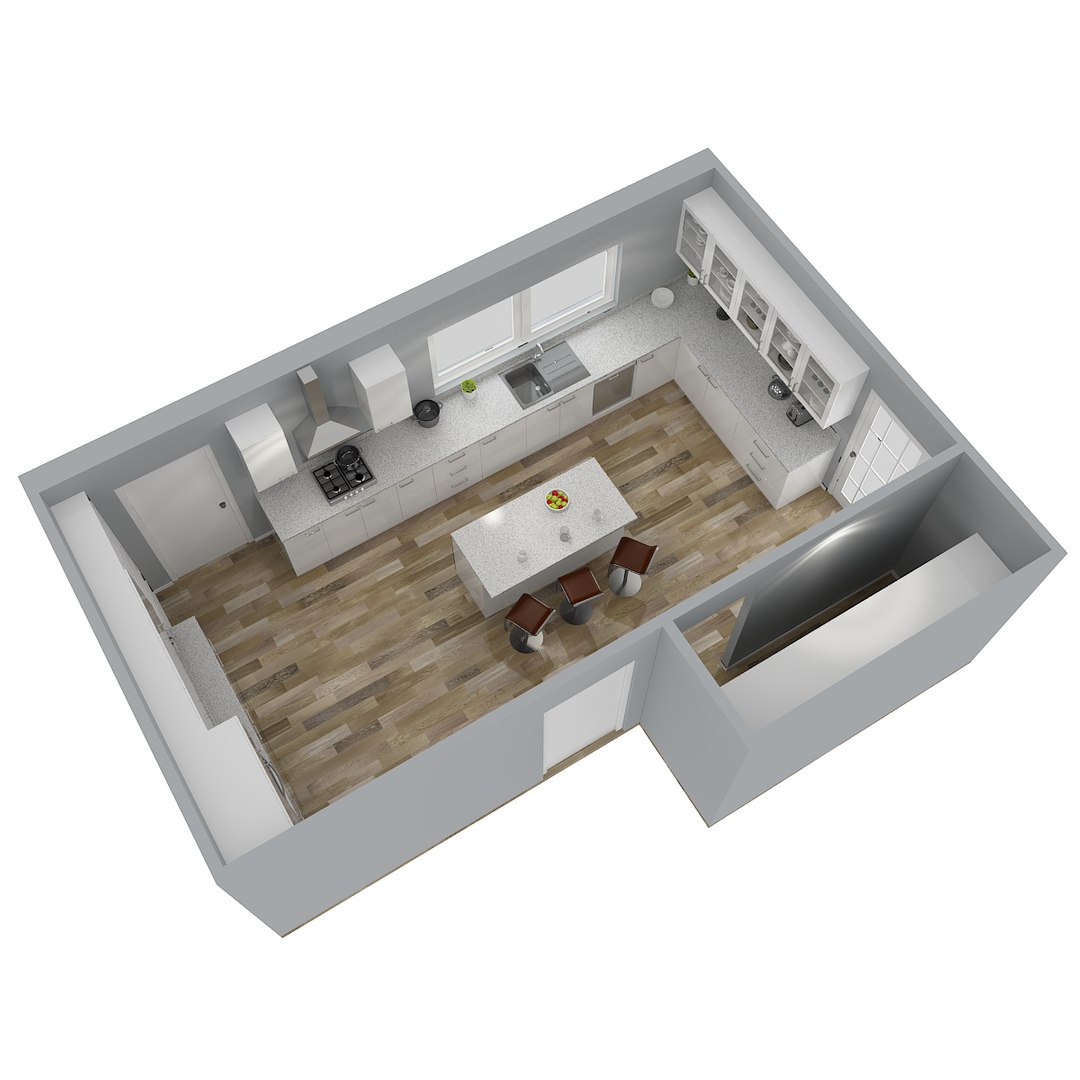 3D Kitchen Interior 1 Model - TurboSquid 1165535