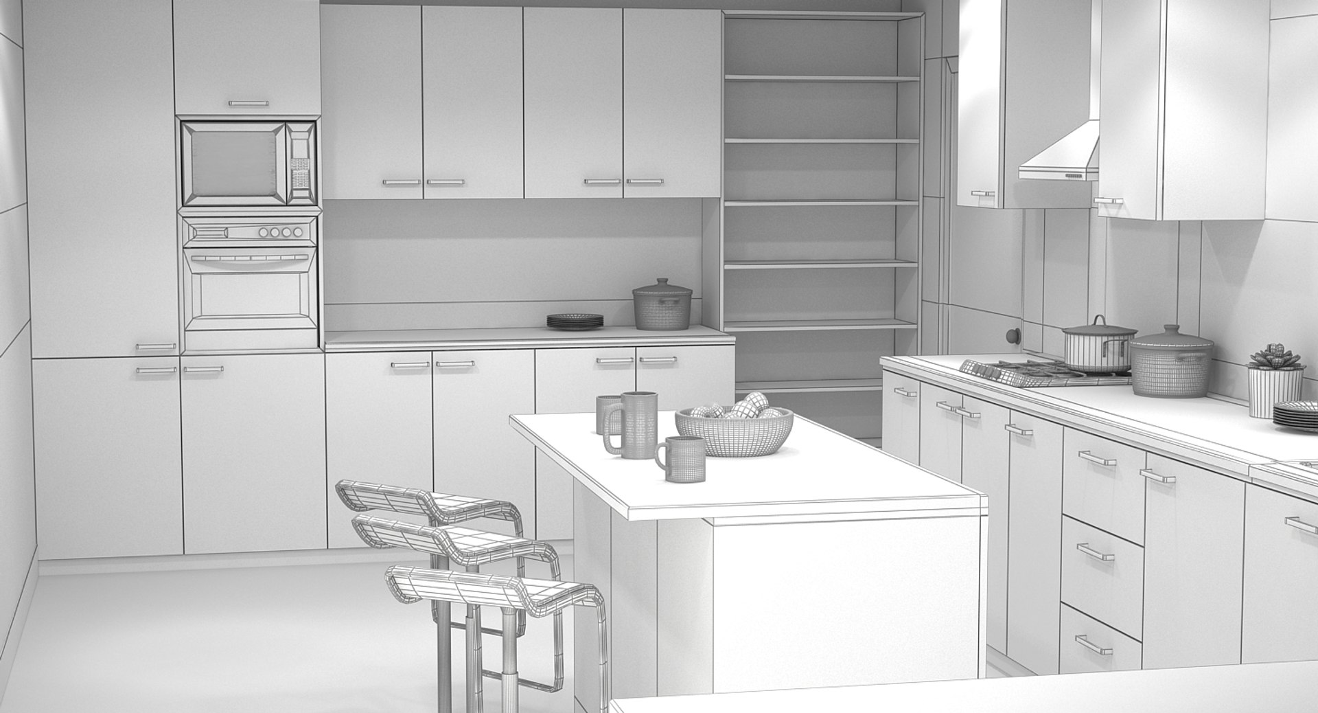 3D Kitchen Interior 1 Model - TurboSquid 1165535