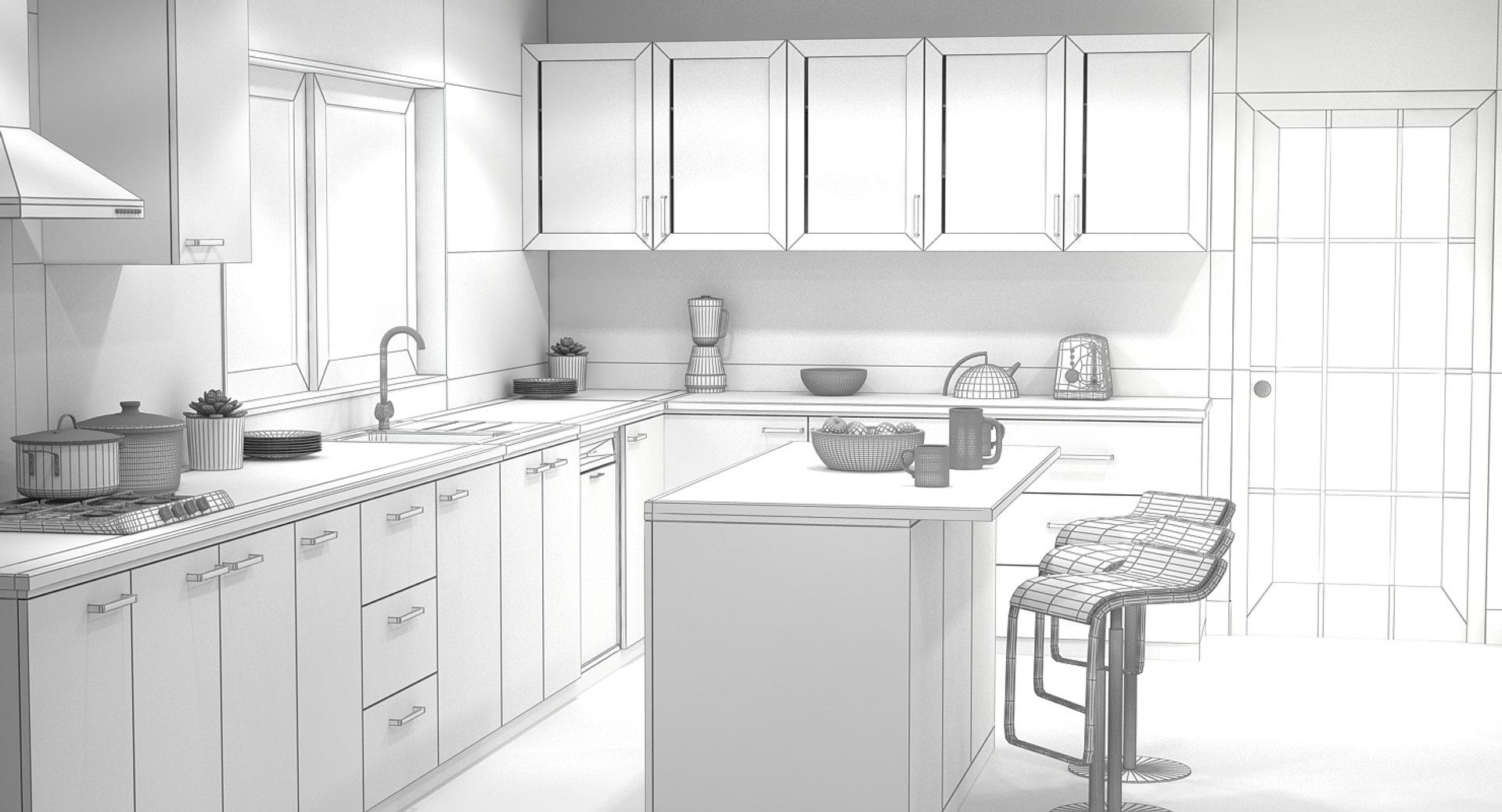 3D Kitchen Interior 1 Model - TurboSquid 1165535
