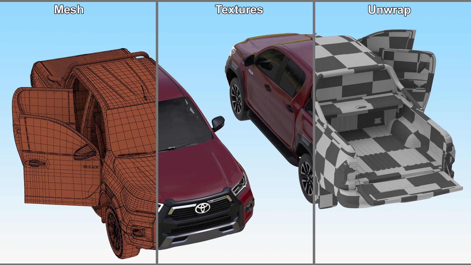 3D Toyota Hilux 2022 Red Rigged https://p.turbosquid.com/ts-thumb/wI/zNBGsp/UG/toyotahilux2022redriggedvray3dmodel031/jpg/1726173322/1920x1080/fit_q87/f811edf95f1323d2d2000227dc0be82f7c8e84e2/toyotahilux2022redriggedvray3dmodel031.jpg