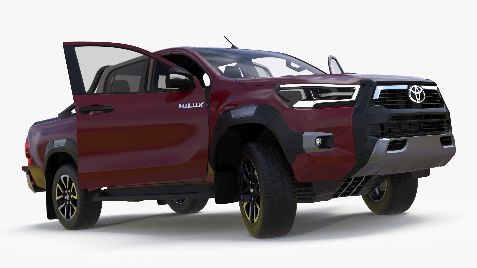 Toyota Hilux 2022 Red Rigged 3D model preview