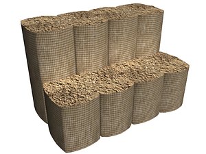 3d model sandbags barrier
