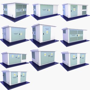3D 10 Power Transformer Substation Buildings SET v3