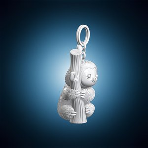 Sloth Chibi Hugging Branch Keychain 3D Print Model 3D