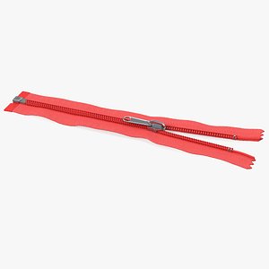 3D Open End Nylon Coil Zipper with Slider Red model