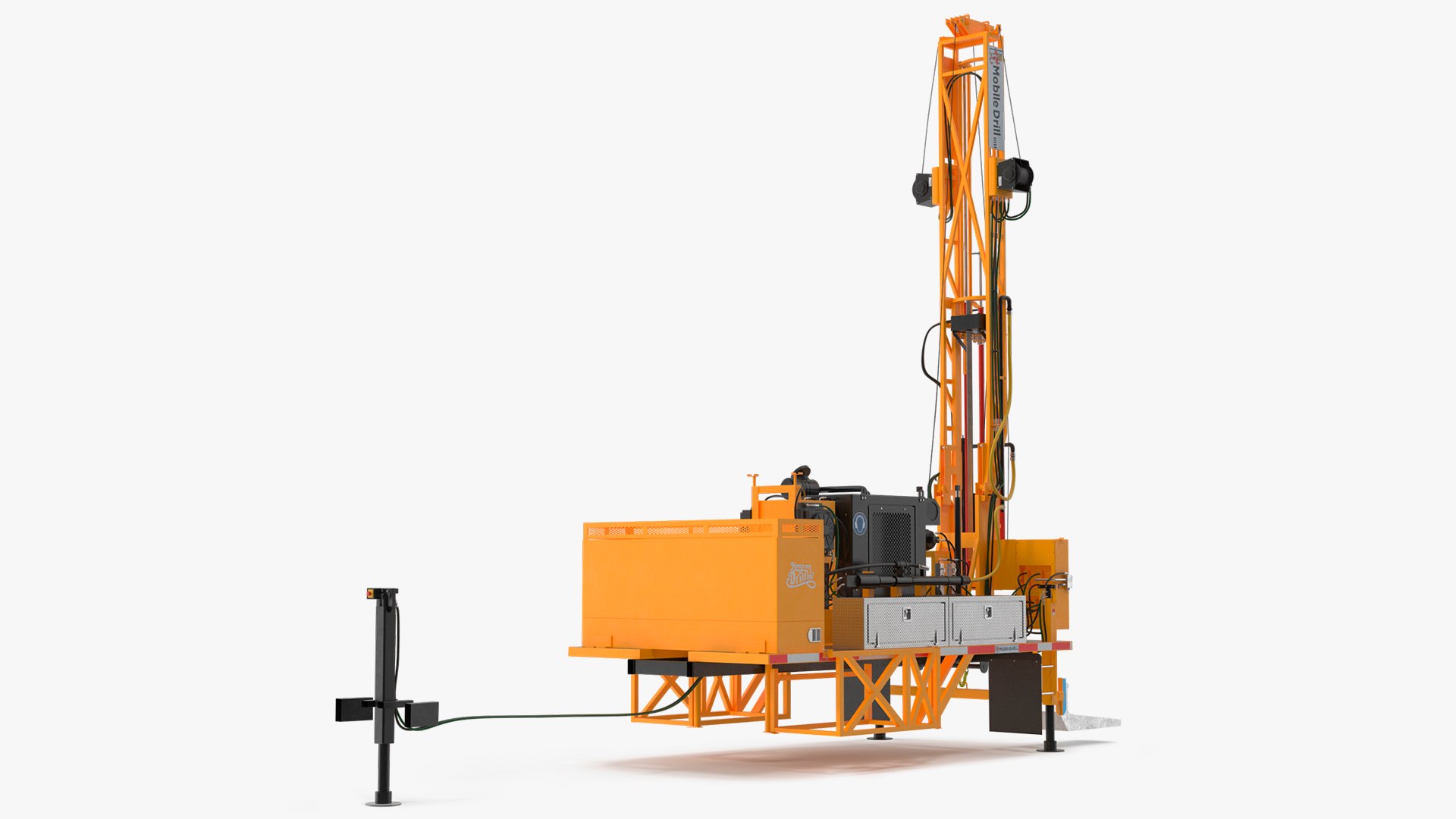 Mobile Drilling Rig Orange Rigged 3D model preview