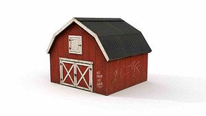 3D Vintage Red Gambrel Barn