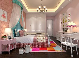 European Girl bedroom 3D