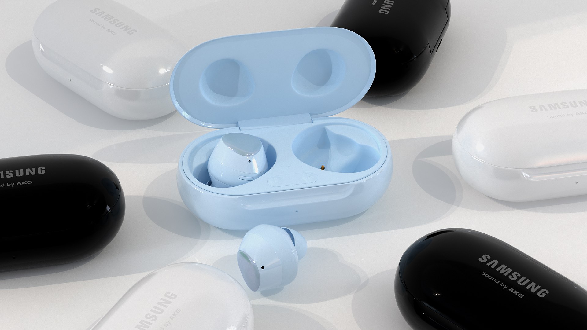 Samsung Galaxy Buds Plus TWS Earbuds Blue 3D model preview