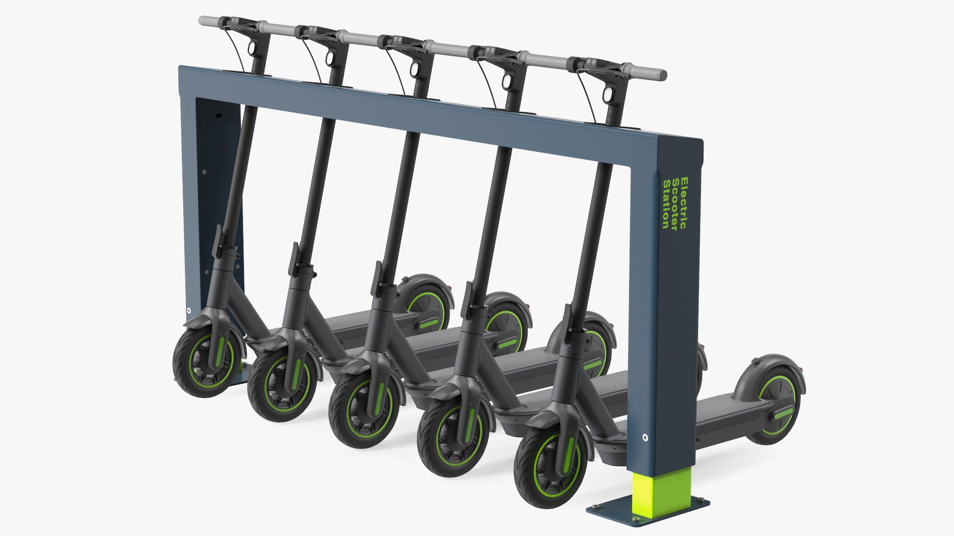 Electric Rental Station With Scooters 3D model preview