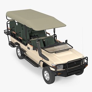 Safari Open Sided 4x4 Vehicle Beige 3D model