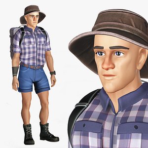 3D Cartoon Rigged Adventure Man Sam Character 3D Model