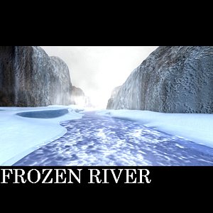 3d frozen river canyon mountain model