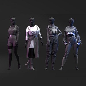 Pack of Black Aesthetic Outfits 3D model