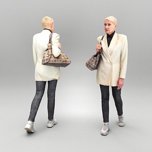 3D Walking woman with handbag 350 model