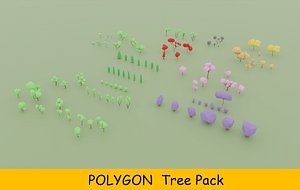 Low Poly Stylized Tree Pack 80pcs 3D