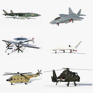 low poly chinese air force collection 3D