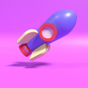 Flying rocket futuristic design in modeling