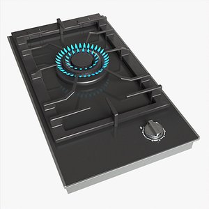 3D Gas Hob One Burner Glass Black model