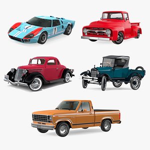 3D Rigged Ford Vintage Cars Collection 3