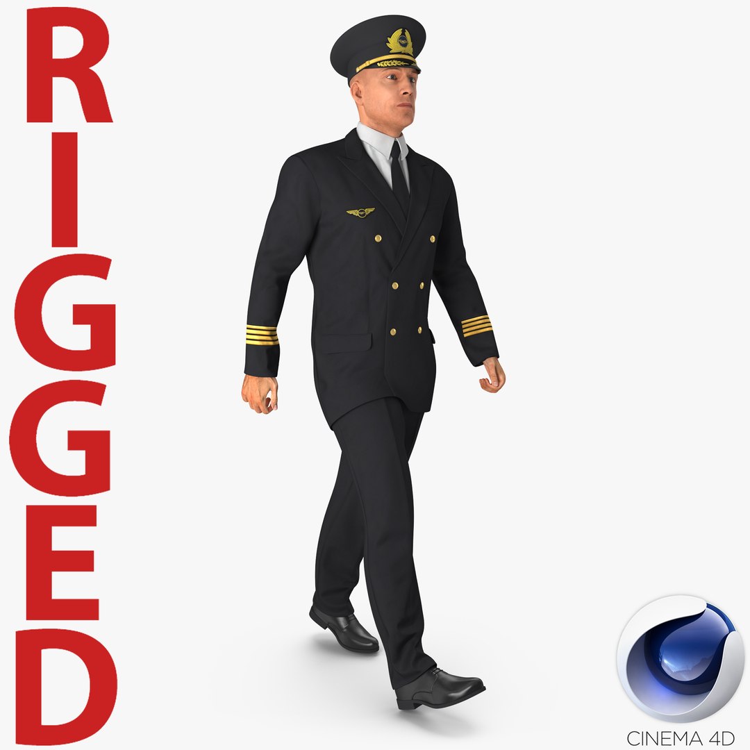 Airline Pilot Rigged for Cinema 4D 3D model preview