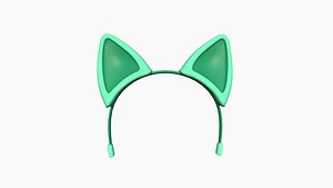 Furry Ears Tiara B07 Green - Headband Character Design 3D model