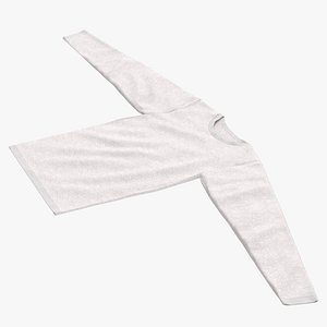 Long Sleeve Flat Male Crew Neck Pose 03 White Blank and Branded Heather 3D