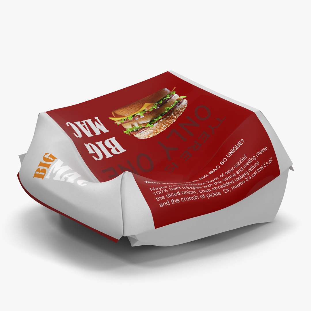 Crumpled Burger Box Big Mac 3D model preview