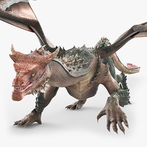 Fantasy Winged Dragon Rigged For Maya