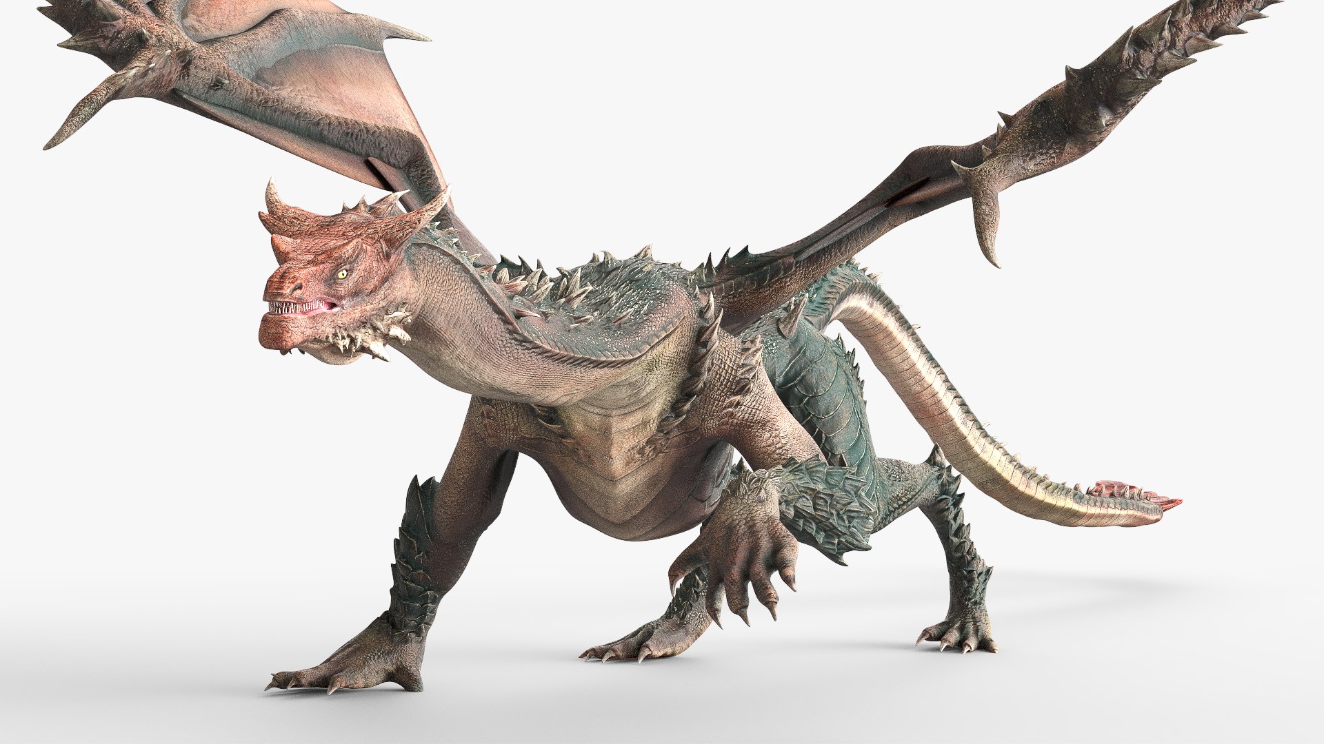 Fantasy Winged Dragon Rigged For Maya 3D model preview