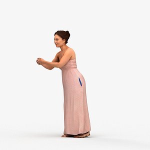 00345Anisa004 - Adult Caucasian woman leaning while waiting in public with smartphone 3D model