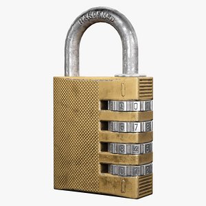 3D Combination Padlock PBR model