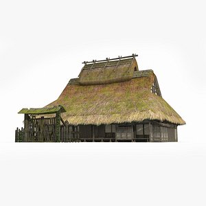 Ancient Asian Architecture thatched cottage 3D model