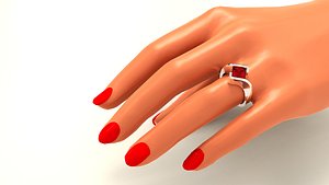 princess cut tension style engagement ring 3D model