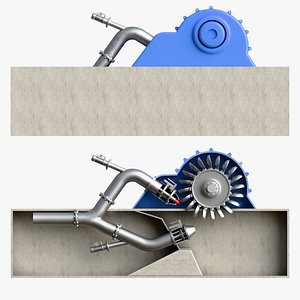Pelton Water Turbine Cutaway 3D model
