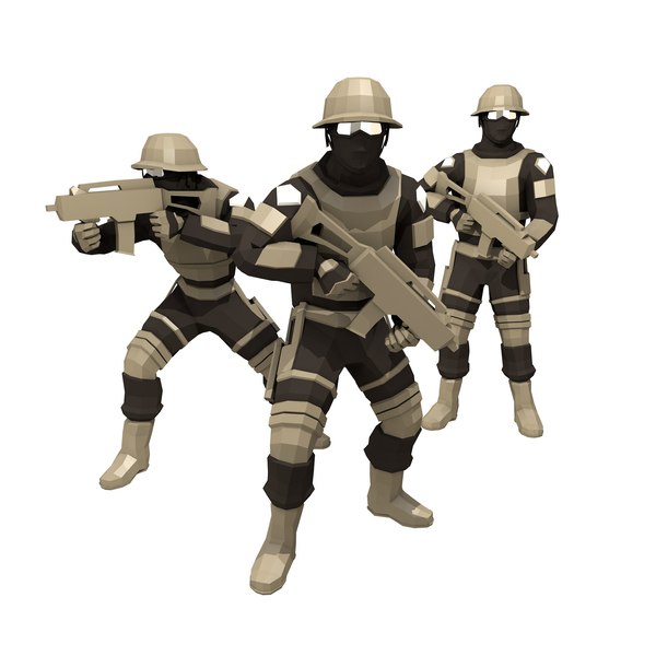Low Poly Assault Soldiers Battalion Game Ready model