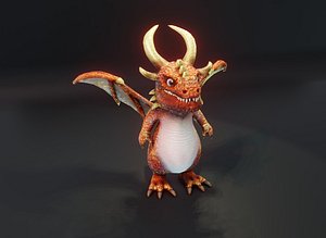 Cartoon Copper Dragon Animated Low-poly 3D Model
