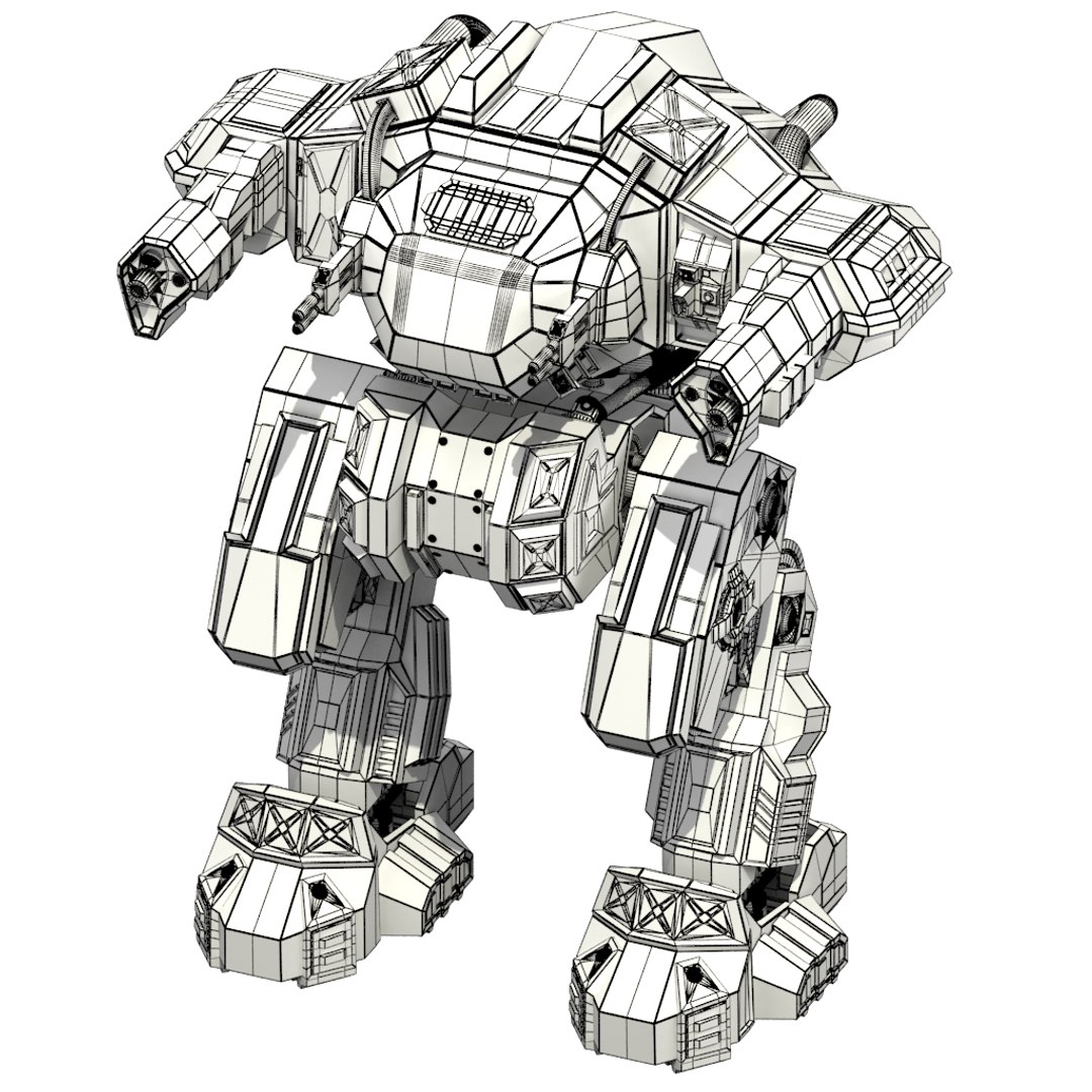 Rigged Battle Mech 3d Model