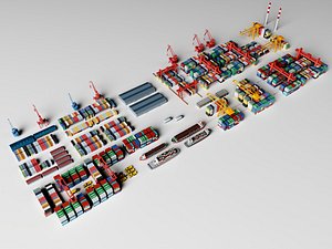 Container Terminal Port Logistics Pack PBR Game Ready 3D