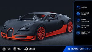 3D 2010 Bugatti Veyron Super Sport 3D Model Hypercar Realistic