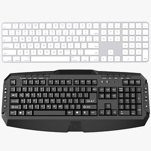 3D Two Detailed Computer Keyboard