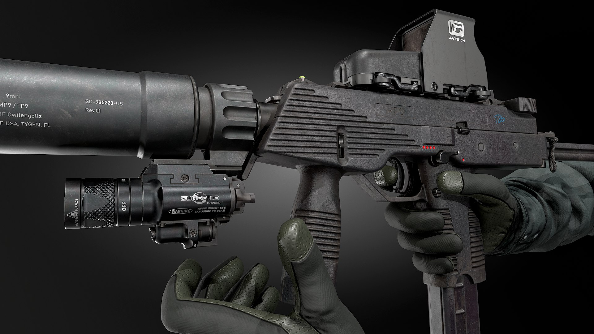 3D Submachine Mp9 Gun - TurboSquid 1543998