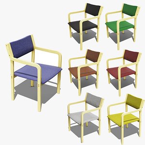 Retro Wooden chair from 70s  3D model