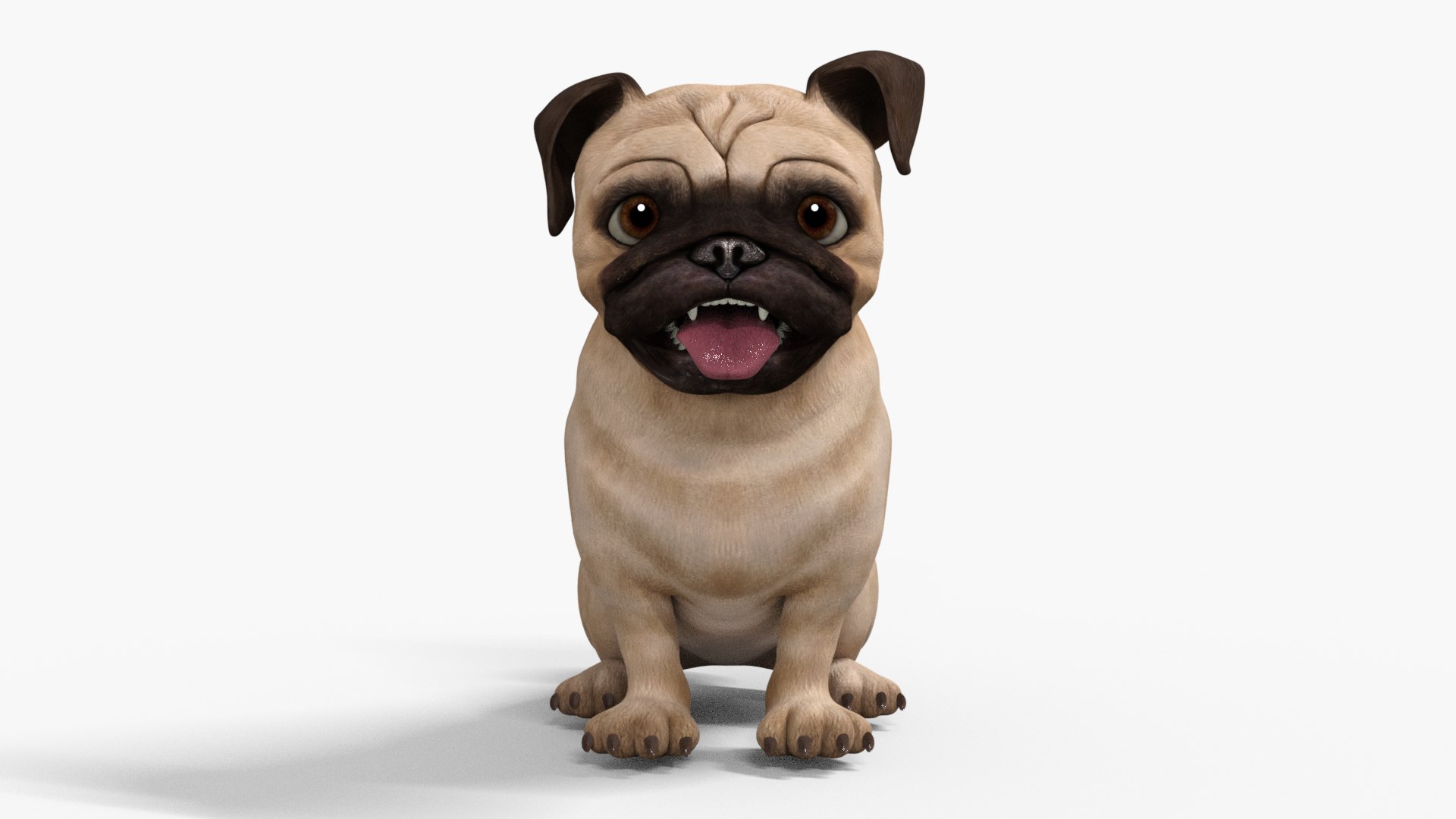 3D Pug Dog Toon Rigged Low-poly 3D Model - TurboSquid 2373943