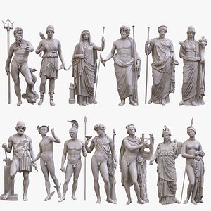 Statues Bundle Olympian Gods from Greek Mythology 3D model